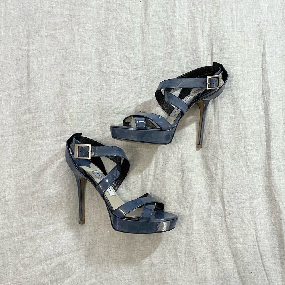 Patent Denim Blue Jimmy Choo Pumps